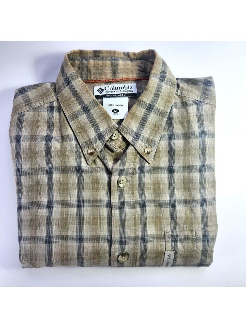 Columbia Shirt Sportswear Plaid  Men's Medium Long Sleeve Button Down Cotton